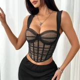 Mesh Patchwork Contrast Color Tank Top GOMN-71009
