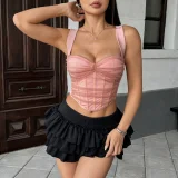 Mesh Patchwork Contrast Color Tank Top GOMN-71009