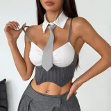 Sexy Necktie Fishbone Halter Tank Top GOMN-71070