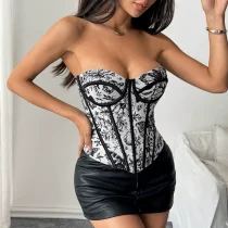 Jacquard Waist-Shaping Fishbone Corset Tank Tops GOMN-71090