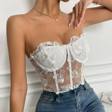 Patchwork 3D Floral Underwire Bandeau Tank Tops GOMN-M09434