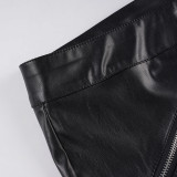 Fashion Leather Metal Buckle Zipper Shorts GPKJ-40190