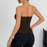 Wrap Chest Necktie Solid Color Tank Tops GOMN-70273