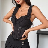 Solid Color Sleeveless Tie Up Tank Top  GOMN-71098