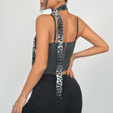 Leopard Patchwork Contrast Color Sling Tank Top GOMN-70354