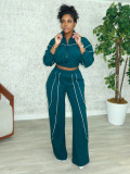 Contrast Color Straight Sport Pants Two-Piece Set SFY-827