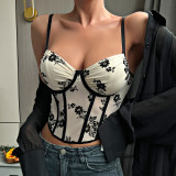 V Neck Print Sling Underwire Tank Top GOMN-K0186
