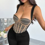 Mesh Patchwork Contrast Color Tank Top GOMN-71009