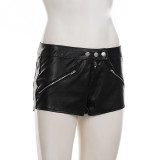 Fashion Leather Metal Buckle Zipper Shorts GPKJ-40190