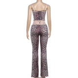 Leopard Print Sling Tight Two Piece Pants Set GZJQ-K25S86812