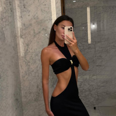 Solid Color Tube Top And Halterneck Dress 2 Piece Set GZJQ-K25S87224