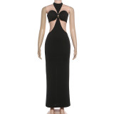 Solid Color Tube Top And Halterneck Dress 2 Piece Set GZJQ-K25S87224
