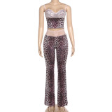Leopard Print Sling Tight Two Piece Pants Set GZJQ-K25S86812