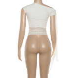 Solid Color Lace Patchwork Tight Top GZJQ-K25L88747