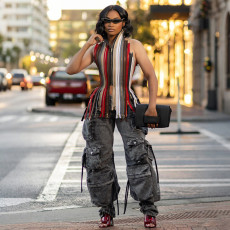 Colorful Print Sleeveless Backless Tops GZJQ-K25L85358