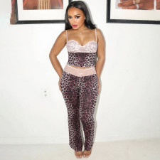 Leopard Print Sling Tight Two Piece Pants Set GZJQ-K25S86812