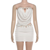 Solid Color Tube Tops Vest Two Piece Skirts Set GZJQ-K25S89033