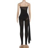 Off Shoulder Mesh Patchwork Jumpsuit GZJQ-K25Q88562