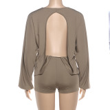 Solid Color Backless Tight Romper GZJQ-K25Q87084