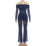 One Shoulder Mesh Patchwork Jumpsuit GZJQ-K25Q86036