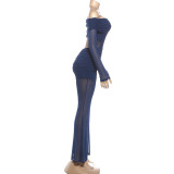 One Shoulder Mesh Patchwork Jumpsuit GZJQ-K25Q86036