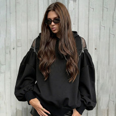 Mesh Patchwork Solid Color Hooded Top GZJQ-K25L87505