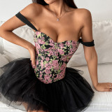 Print Tie Up Backless Sling Bandage Tank Top GOMN-71136