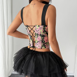 Print Tie Up Backless Sling Bandage Tank Top GOMN-71136