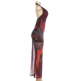V Neck Sleeveless Print Backless Maxi Dress GZJQ-K25D88794