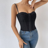 Solid-Color Lace Sling Underwire Bustier Tank Top  GOMN-C09009