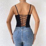 Solid-Color Lace Sling Underwire Bustier Tank Top  GOMN-C09009