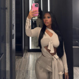 V Neck Tie Up Tight Two PIece Pants Set GZJQ-K25Q87933