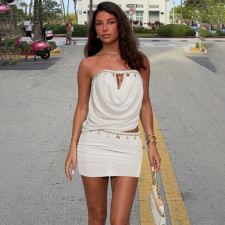 Solid Color Tube Tops Vest Two Piece Skirts Set GZJQ-K25S89033