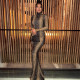 Snake Print Long Sleeve Maxi Dress GZJQ-K25D88478