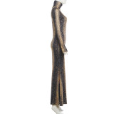 Snake Print Long Sleeve Maxi Dress GZJQ-K25D88478