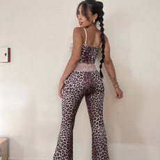 Leopard Print Sling Tight Two Piece Pants Set GZJQ-K25S86812