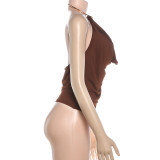 Solid Color Halterneck Backless Tops GZJQ-K25B87999