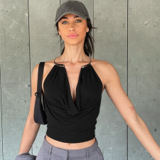 Solid Color Halterneck Backless Tops GZJQ-K25B87999