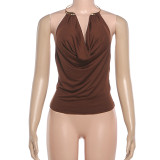 Solid Color Halterneck Backless Tops GZJQ-K25B87999