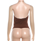 Solid Color Halterneck Backless Tops GZJQ-K25B87999