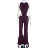 Hollow Out Backless Bodysuit Pants 2 Piece Set MXBF-J25ST434
