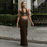 Sexy Halterneck Vest Ruched Skirt 2 Piece Set XEF-K25S88190