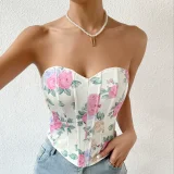 Backless Floral Print Bandeau Fishbone Tank Top GOMN-FL0033