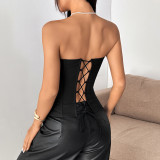 Lace Fishbone Chest Padded Wrap Vest GOMN-71316