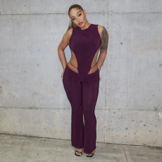 Hollow Out Backless Bodysuit Pants 2 Piece Set MXBF-J25ST434