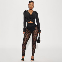Lace See Through Casual Pants MXBF-J25PT457