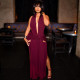 Halterneck Deep V Neck Backless Split Maxi Dress XEF-K25D88788
