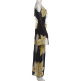 Print One Shoulder Tops Drawstring Long Skirt Suit XEF-K25S88763