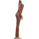 Leopard Print Long Sleeve Top Micro Flare Pants Suit XEF-K25S88816