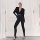 Deep V Neck Tight Solid Color Jumpsuit XEF-K25Q88360
